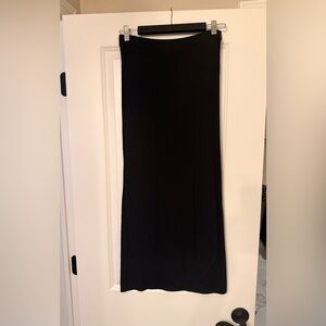All Saints Black Cotton Ribbed Midi Skirt